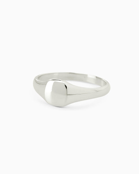 Signature Petite Square Signet Ring | Silver