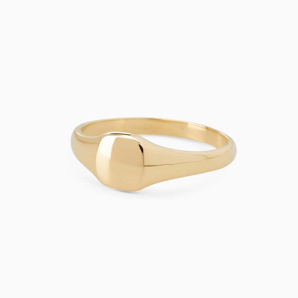 Signature Petite Square Signet Ring | Yellow Gold