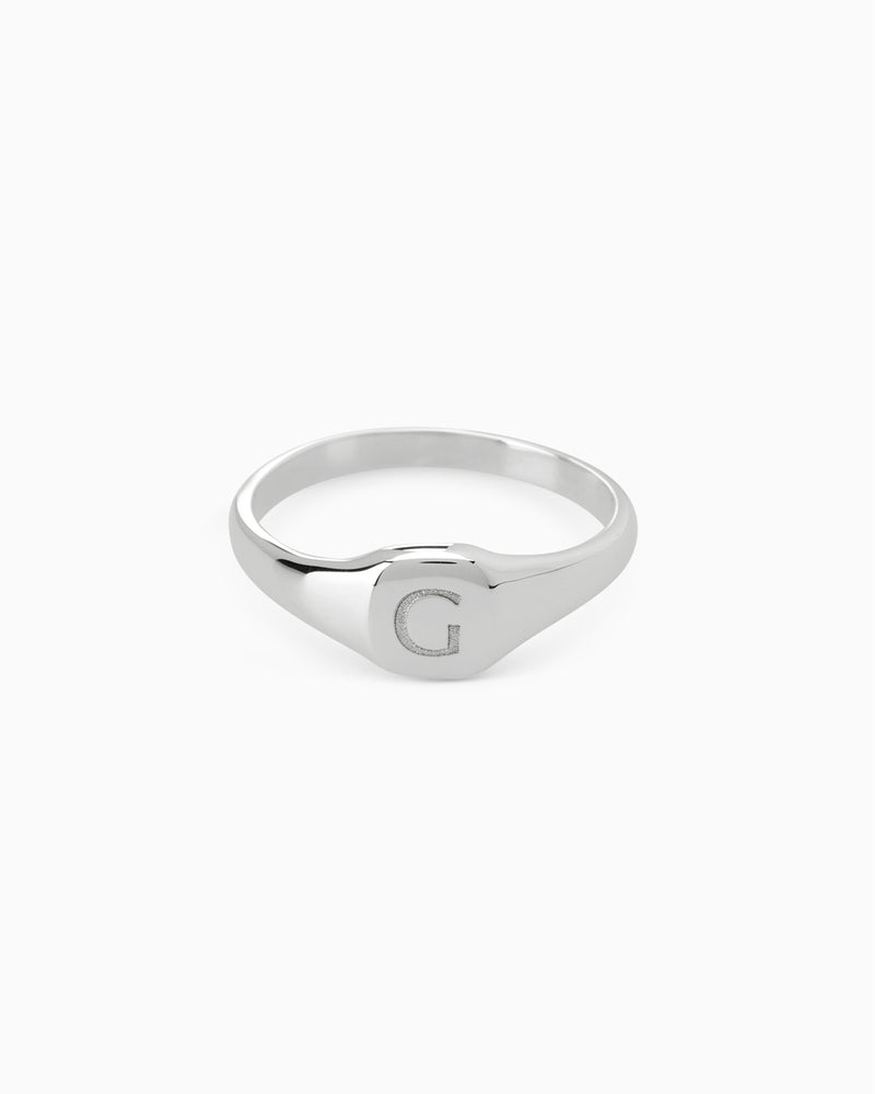 Signature Petite Square Signet Ring | White Gold