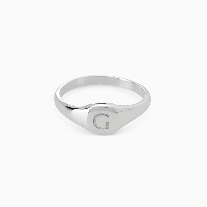 Signature Petite Square Signet Ring | White Gold