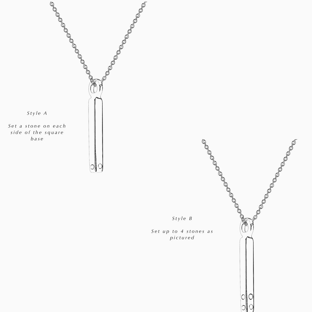 Square Drop Birthstone Pendant | Silver