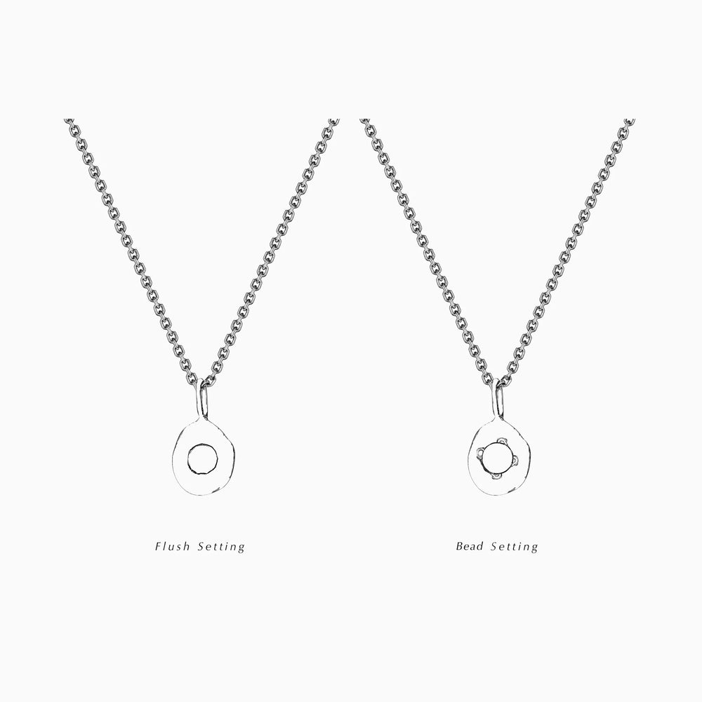 Pebble Stone Drop Pendant | White Gold