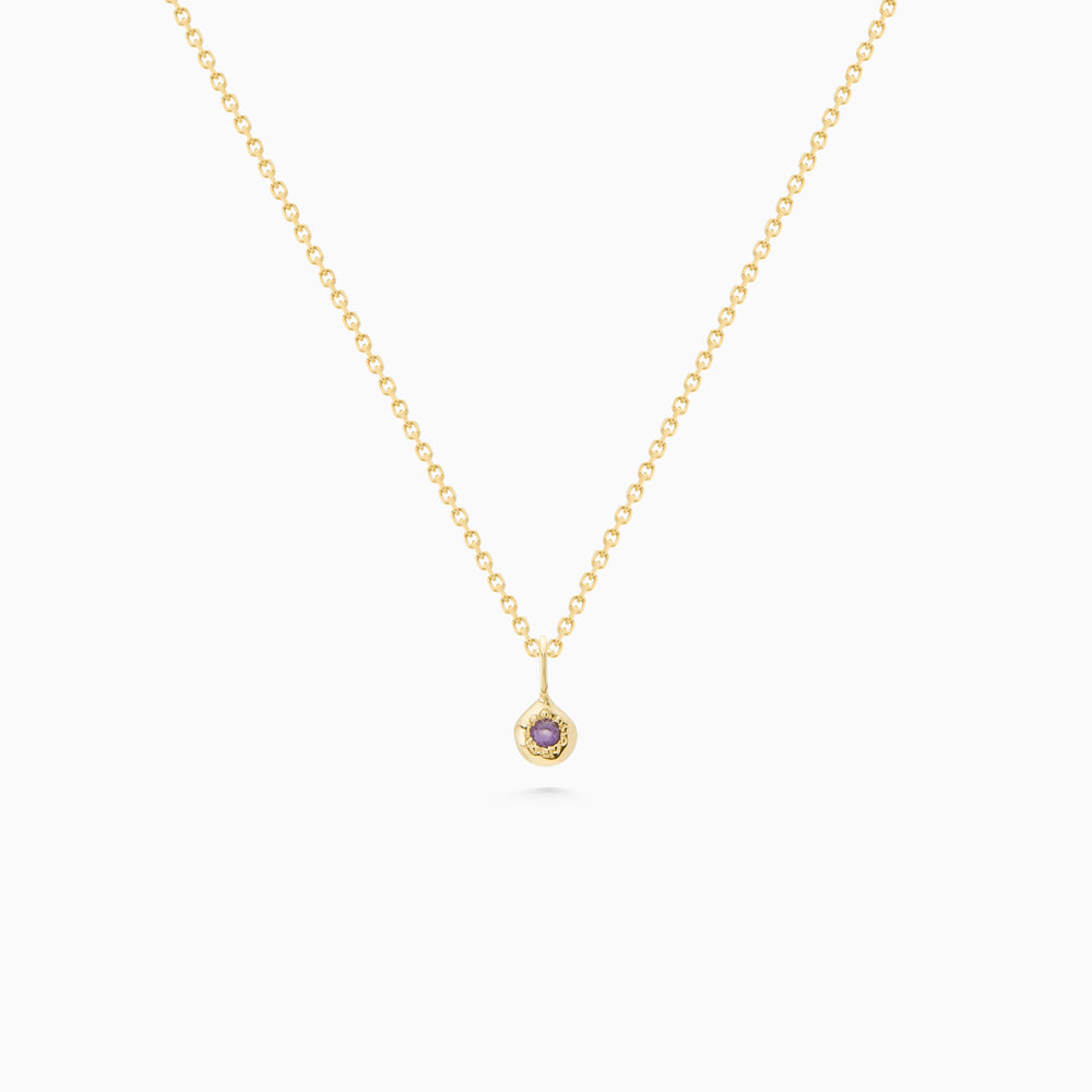 Tiny Birthstone Pendant | Yellow Gold