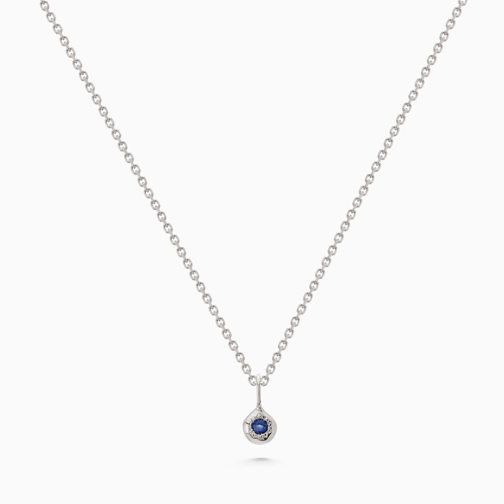 Tiny Birthstone Pendant | White Gold