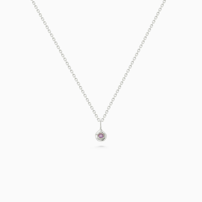 Tiny Birthstone Pendant | Silver