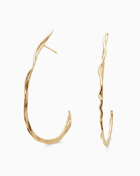 Sculpt Teardrop Hoops | Yellow Gold