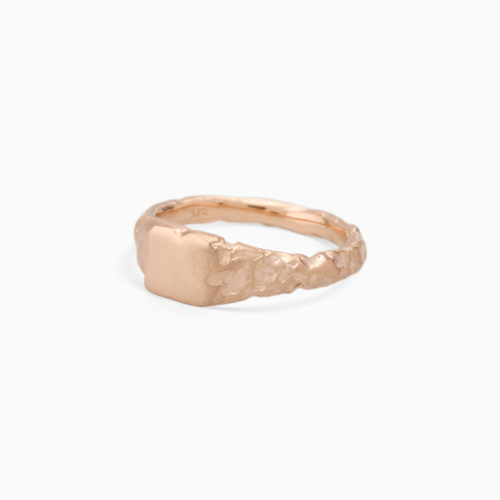 Engraved Slate Signet Ring | Rose Gold