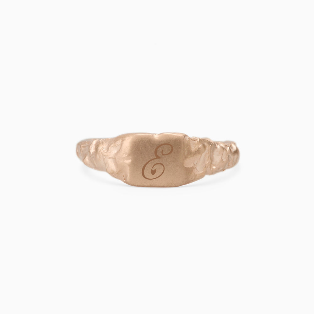 Engraved Slate Signet Ring | Rose Gold