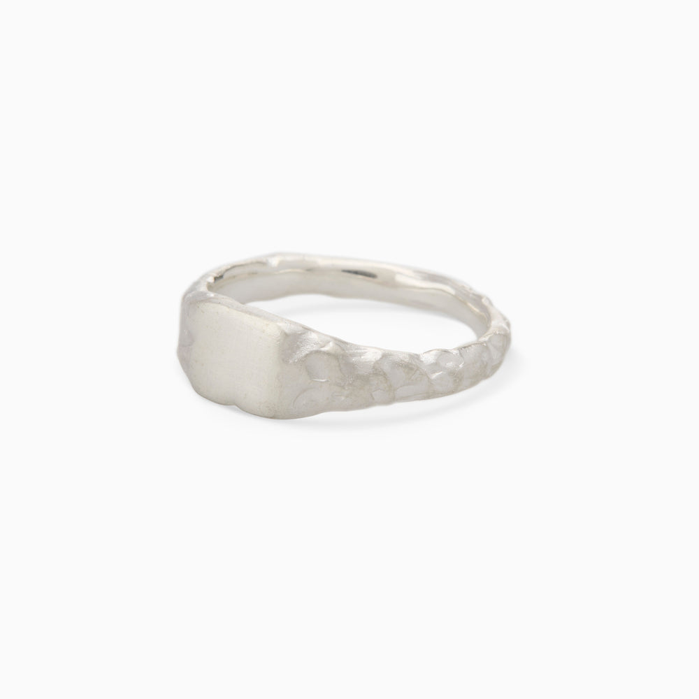 Engraved Slate Signet Ring | Silver