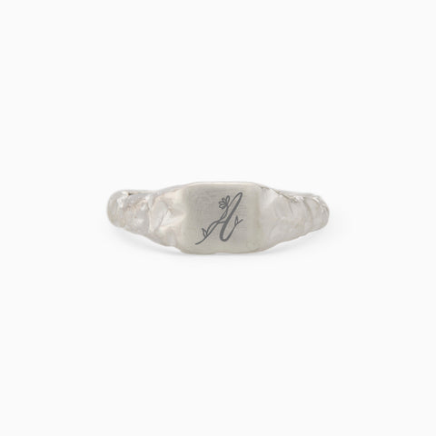 Engraved Slate Signet Ring | Silver