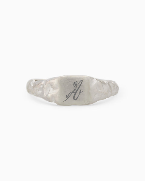 Engraved Slate Signet Ring | Silver
