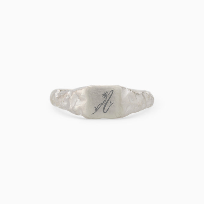 Engraved Slate Signet Ring | Silver