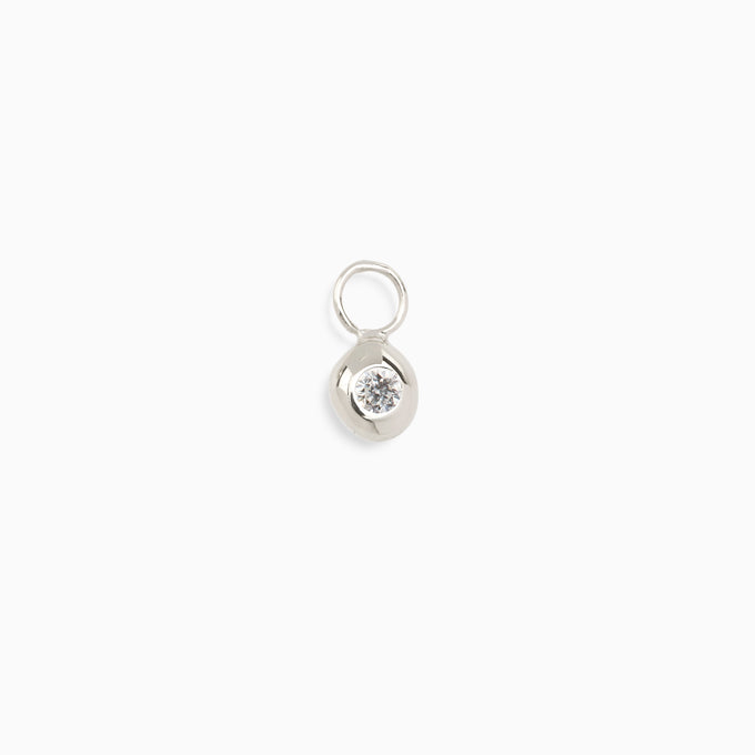 Tiny Birthstone Earring Charm | Silver