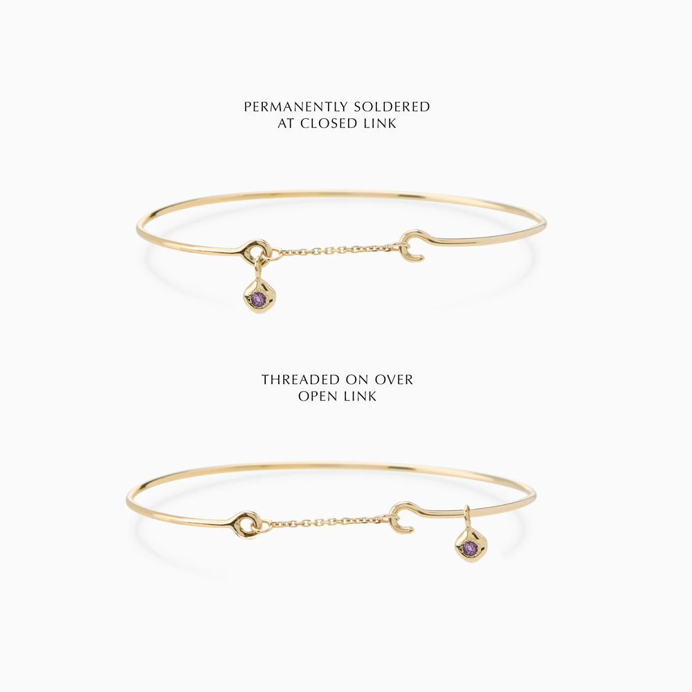 Birthstone Pendant Weave Bracelet | Yellow Gold