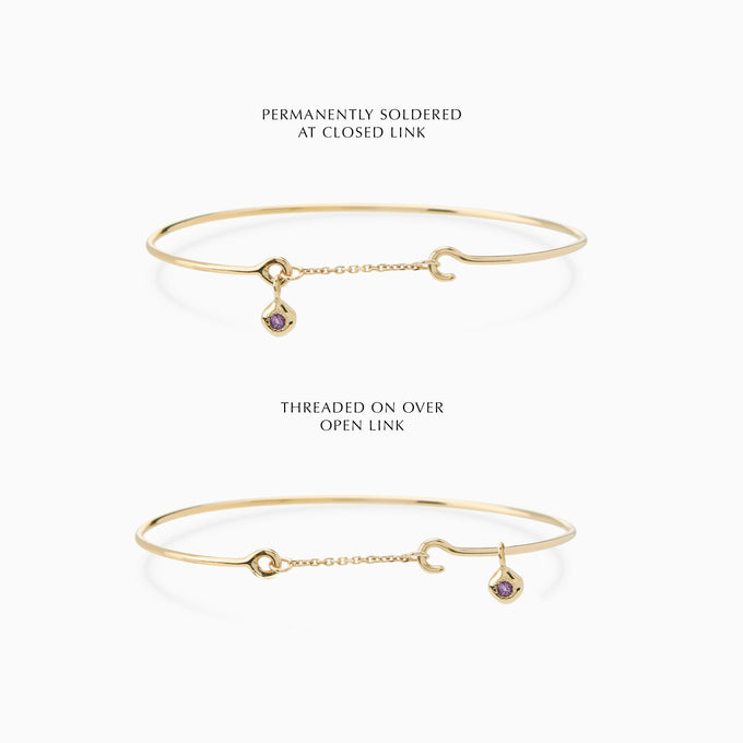 Birthstone Pendant Weave Bracelet | Yellow Gold