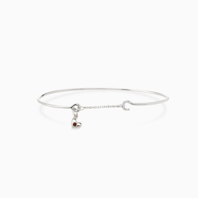 Mini Heart Stone Pendant Weave Bracelet | Silver