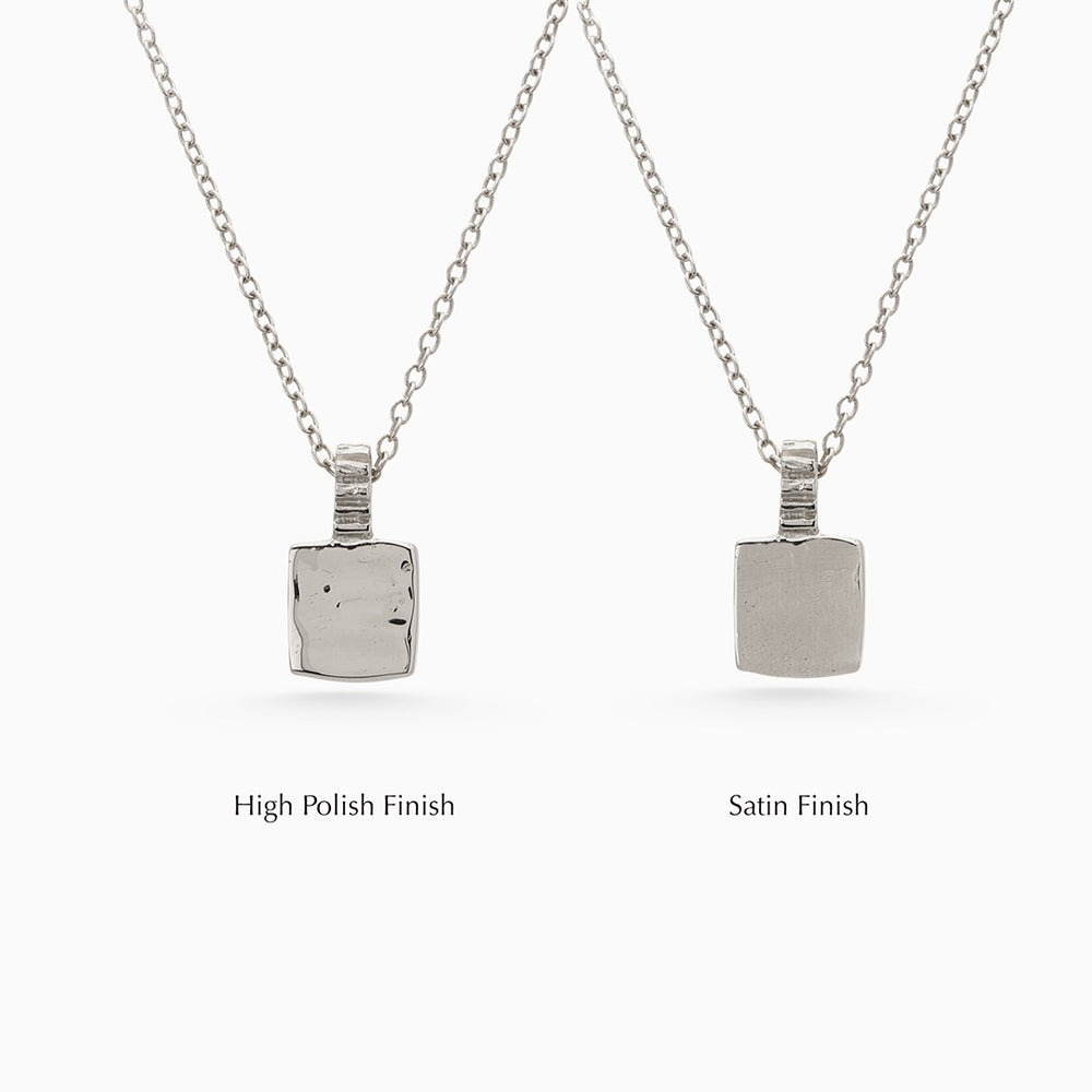 Engraved Slate Pendant | White Gold