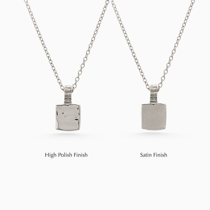 Mini Custom Slate Pendant (Stones & Engraving) | White Gold