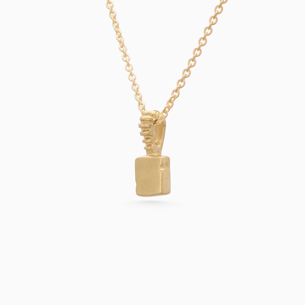 Custom X-Mini Slate Pendant (Stones & Engraving) | Yellow Gold