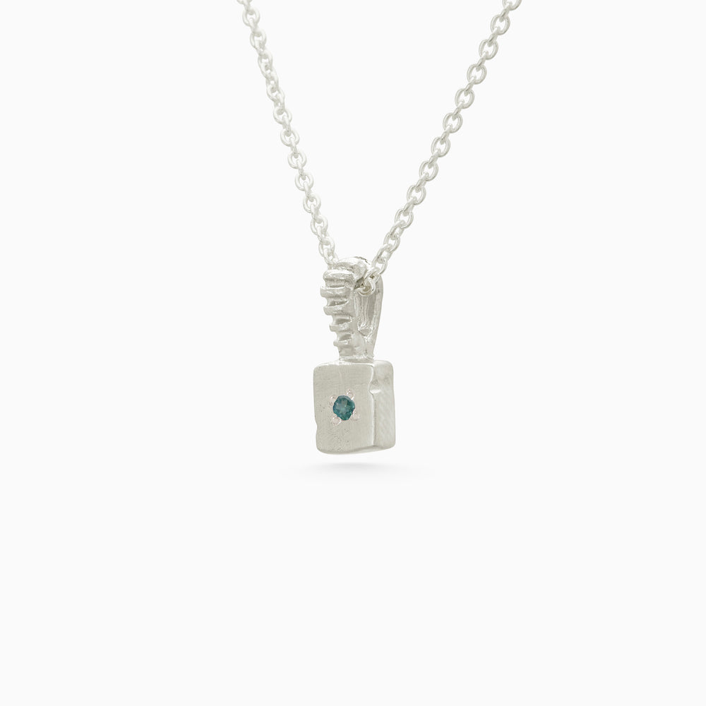 Custom X-Mini Slate Pendant (Stones & Engraving) | Silver