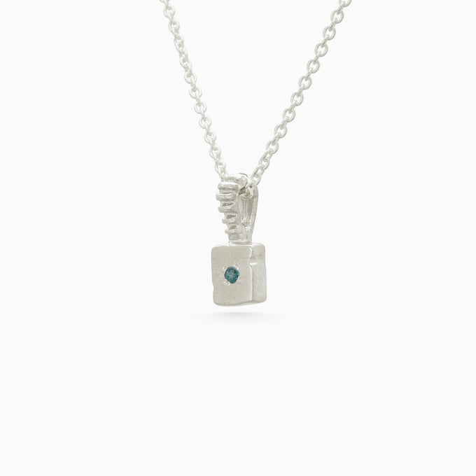 Custom X-Mini Slate Pendant (Stones & Engraving) | Silver
