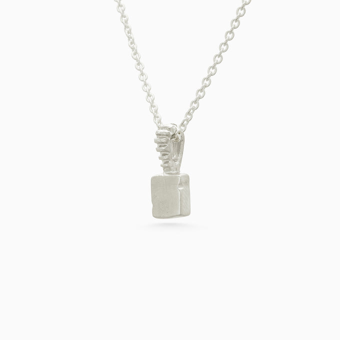 Custom X-Mini Slate Pendant (Stones & Engraving) | Silver