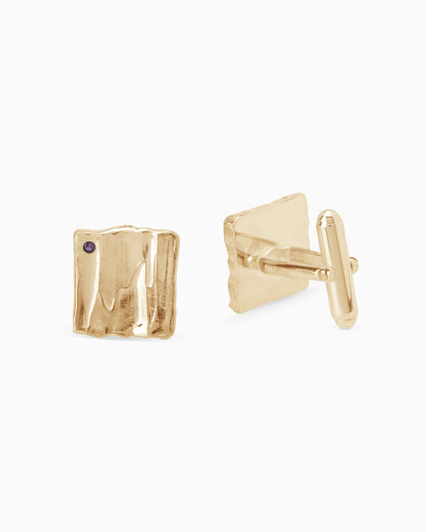 Veil Stone Cufflinks | Solid Yellow Gold