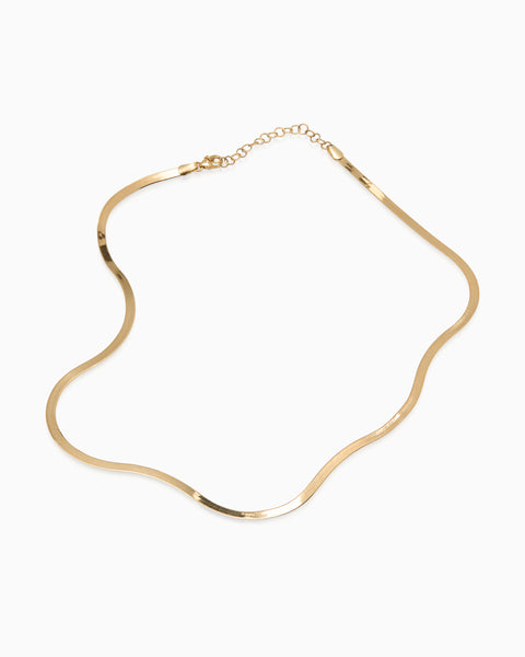 Flat Snake Chain Necklace | Yellow Gold