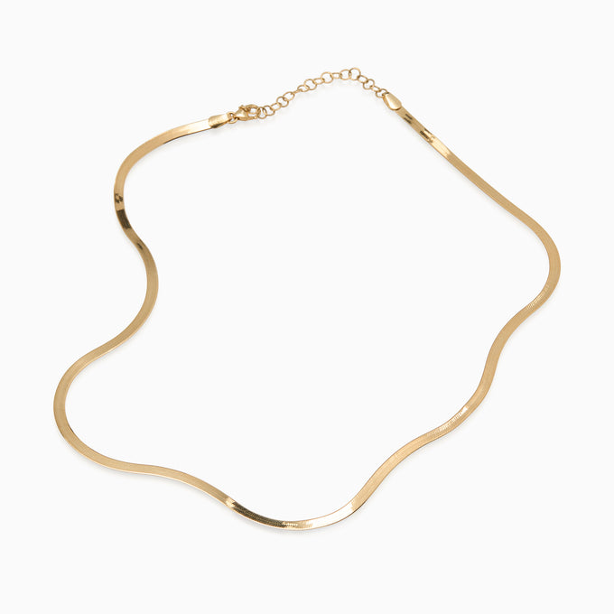 Flat Snake Chain Necklace | Yellow Gold