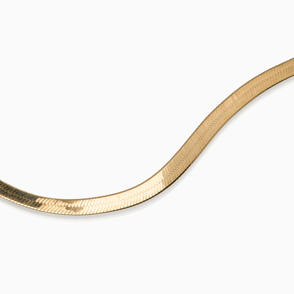 Flat Snake Chain Necklace | Yellow Gold