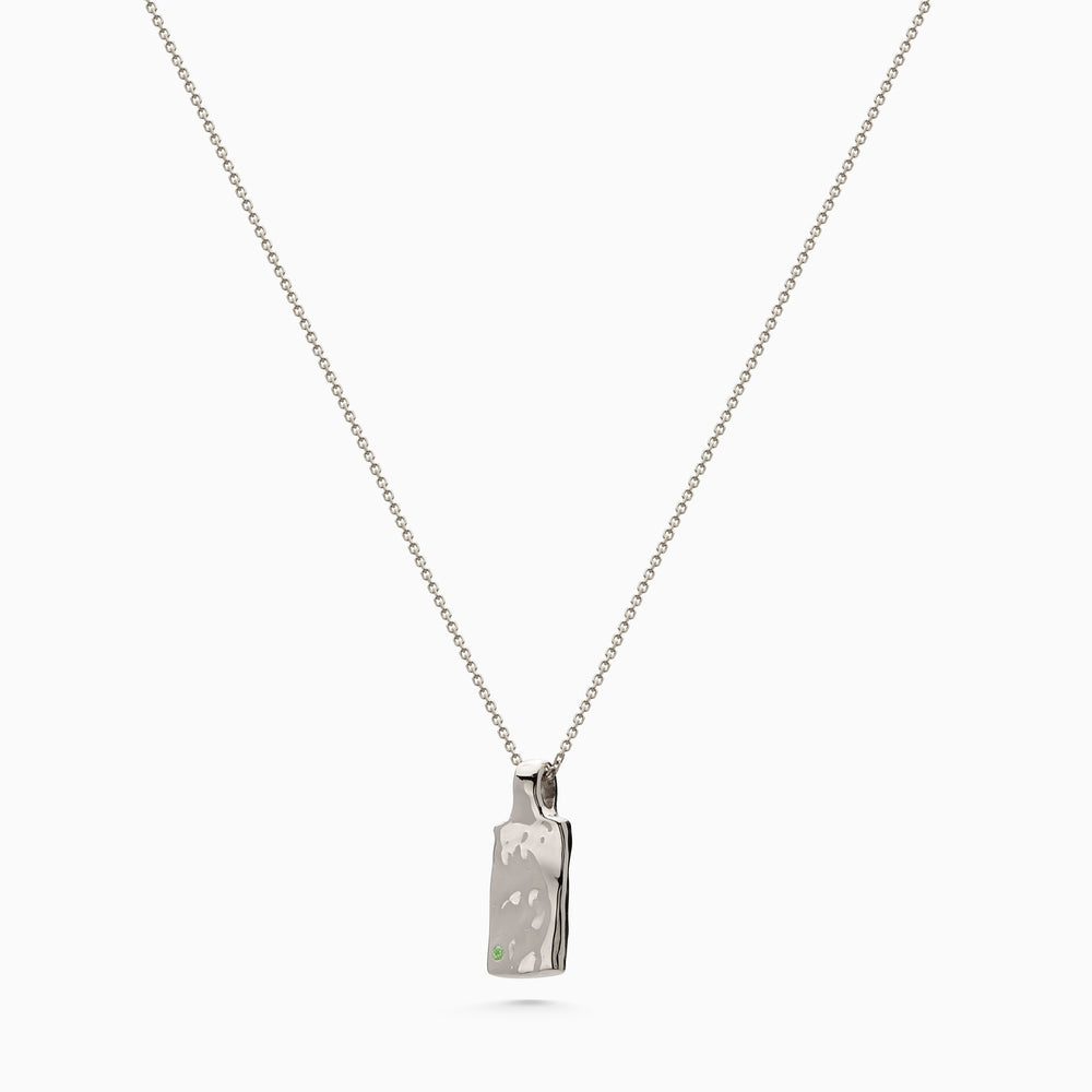 Organic Birthstone Tag Wide | White Gold