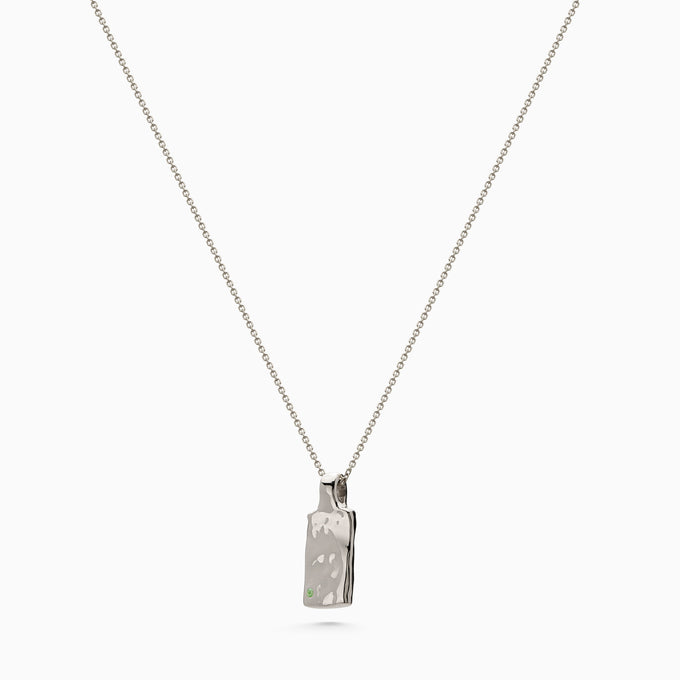 Organic Birthstone Tag Wide | White Gold