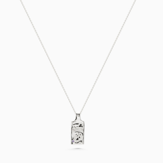 Organic Birthstone Tag Wide | Silver