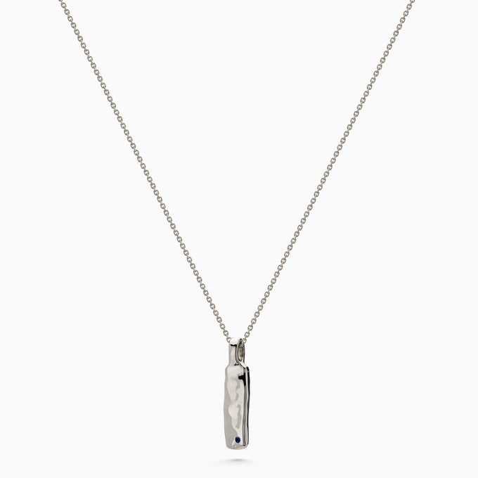 Organic Birthstone Tag Narrow | White Gold