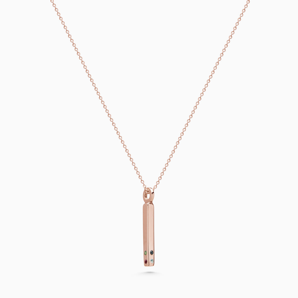 Square Drop Birthstone Pendant | Rose Gold