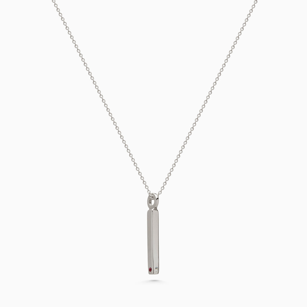 Square Drop Birthstone Pendant | White Gold