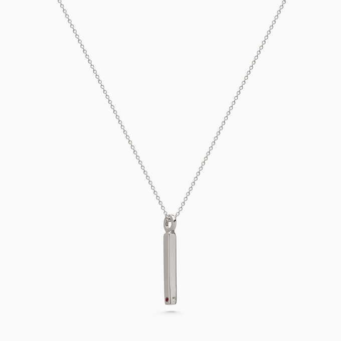 Square Drop Birthstone Pendant | White Gold