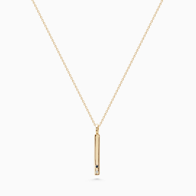 Square Drop Birthstone Pendant | Yellow Gold