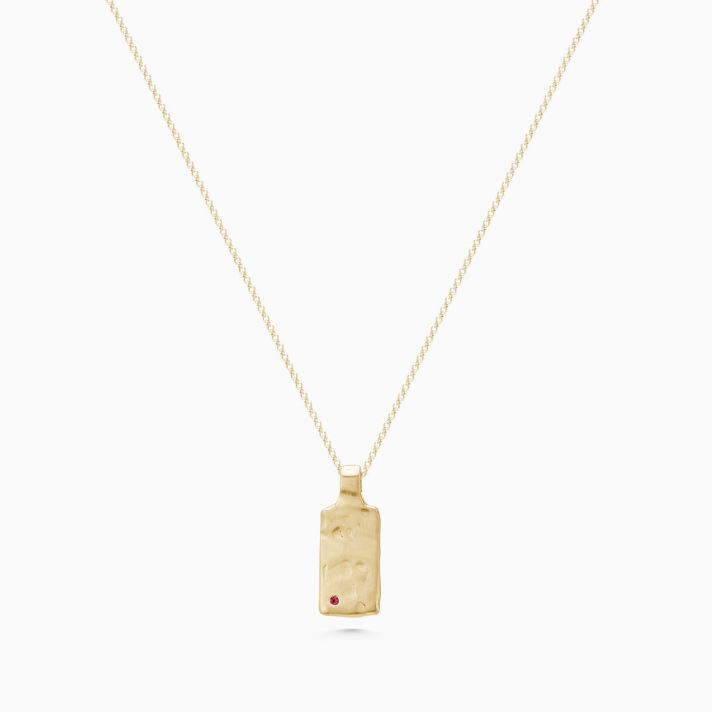 Organic Birthstone Tag Wide | Yellow Gold