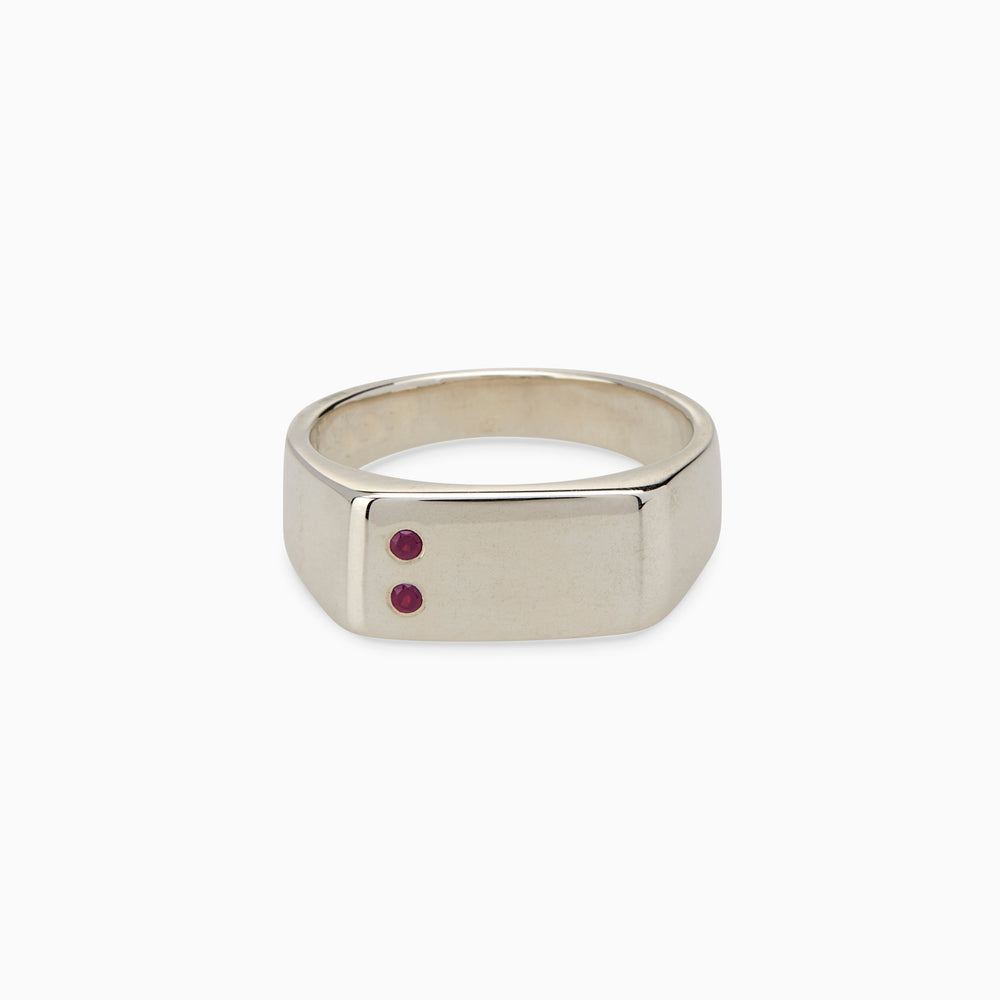 Rectangle Stone Signet Ring | White Gold