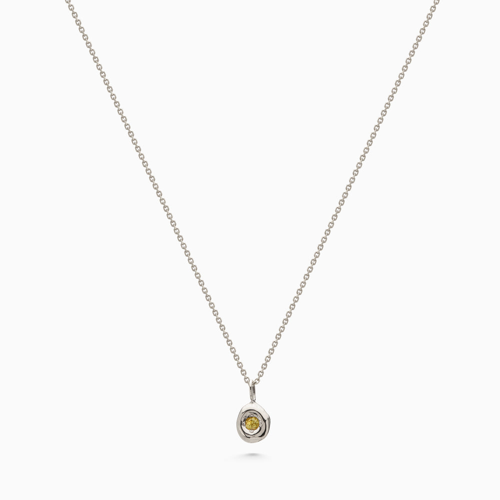 Pebble Stone Drop Pendant | White Gold