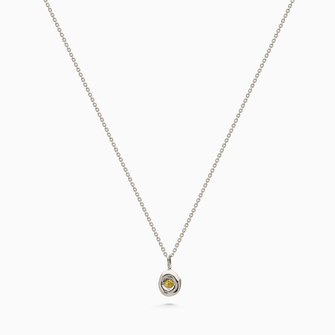 Pebble Stone Drop Pendant | White Gold