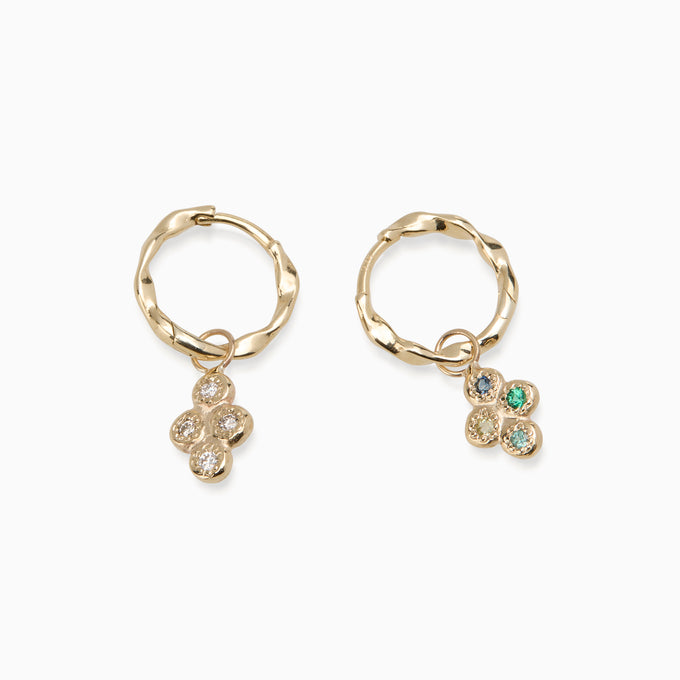 Cross Stone Earring Charm | Yellow Gold