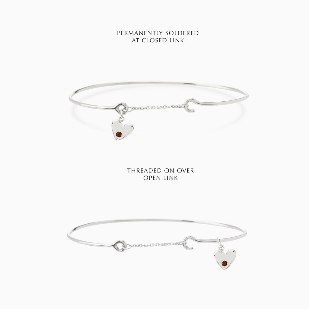 Heart Stone Pendant Weave Bracelet | Silver