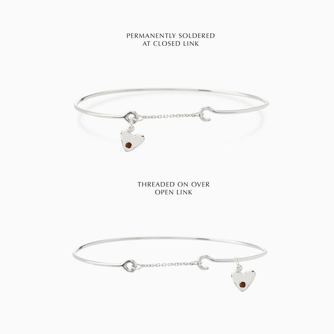Heart Stone Pendant Weave Bracelet | Silver
