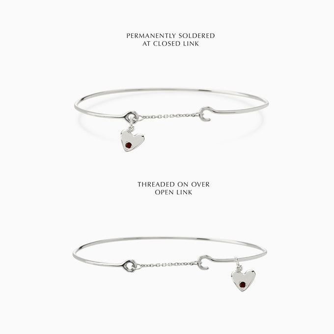 Heart Stone Pendant Weave Bracelet | White Gold