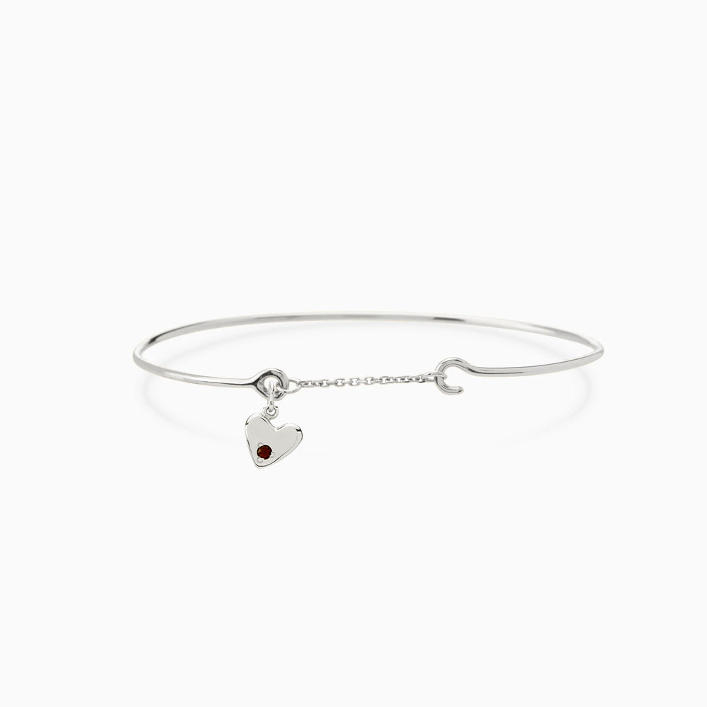Heart Stone Pendant Weave Bracelet | White Gold