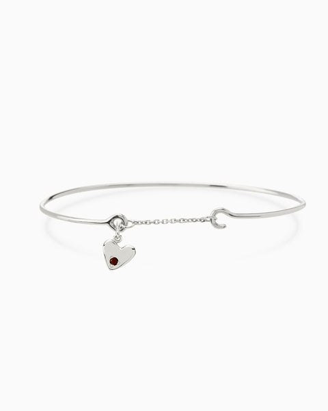Heart Stone Pendant Weave Bracelet | White Gold