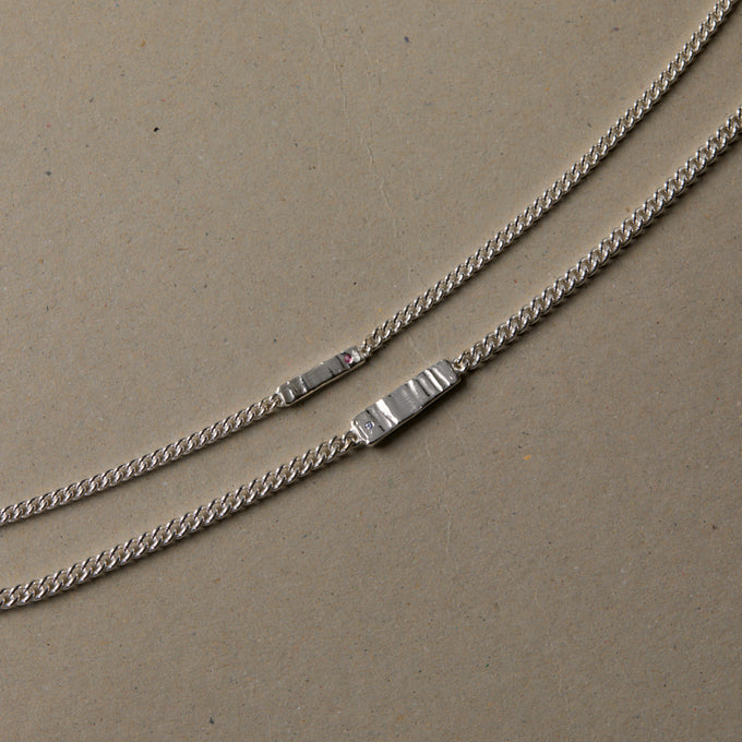 Anvil Tag Stone Bracelet | Silver