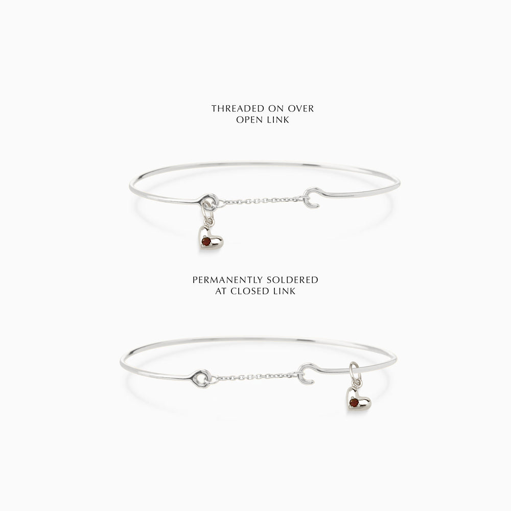Mini Heart Stone Pendant Weave Bracelet | Silver